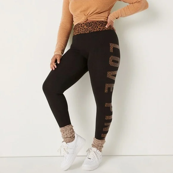 VS PINK Cotton Mid Rise Foldover Leggings Medium - Picture 2 of 8